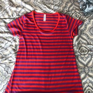 Lularoe Orange & Purple striped XS Perfect Tee